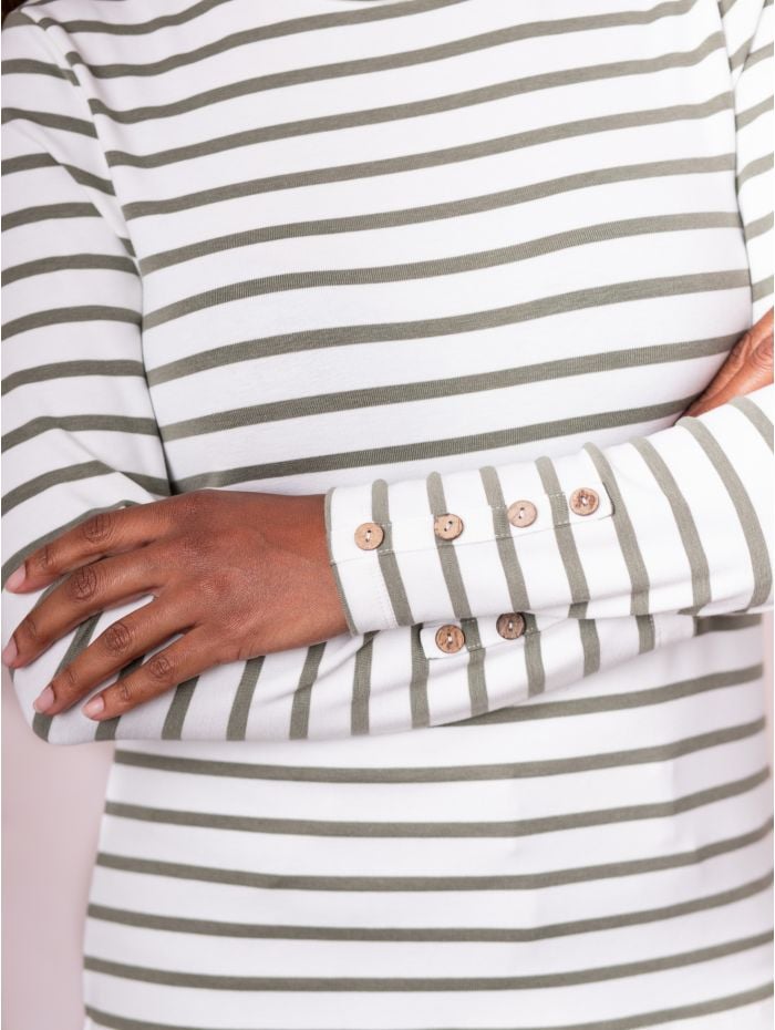 Everly Striped Top in Khaki