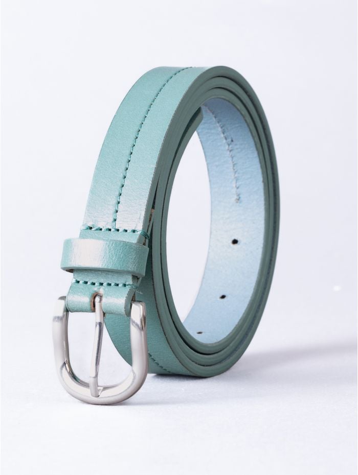 Kendal Leather Belt in Mineral Blue