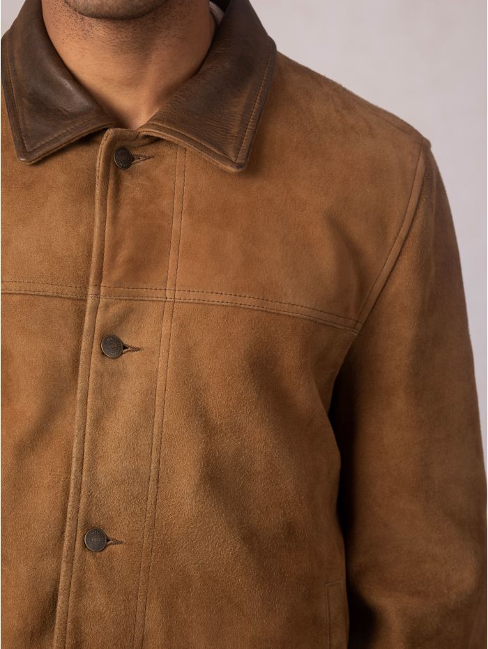 Crummock Collared Suede Jacket in Camel