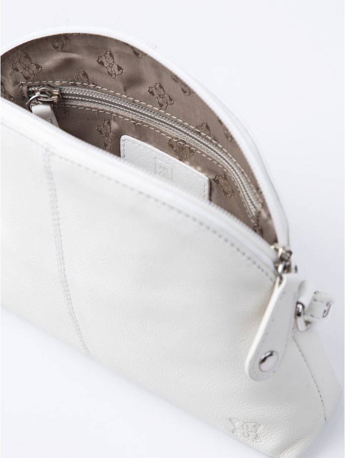 Elterwater Curved Leather Cross Body Bag in White