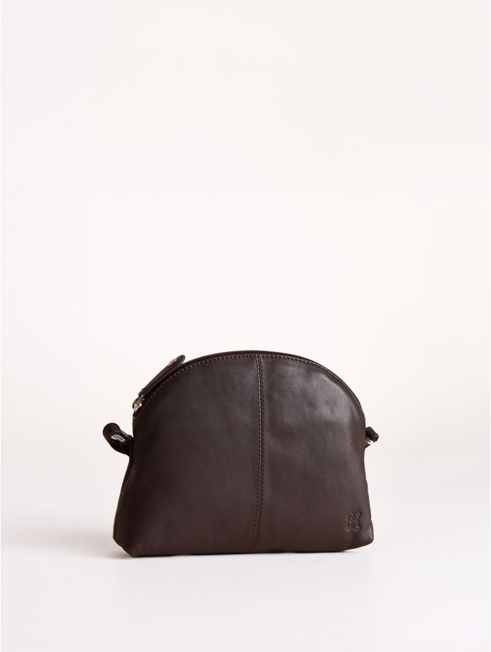 Elterwater Curved Leather Cross Body Bag in Brown