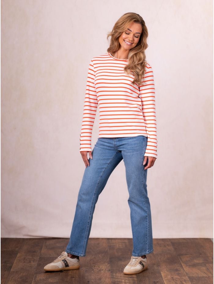Everly Striped Top in Orange