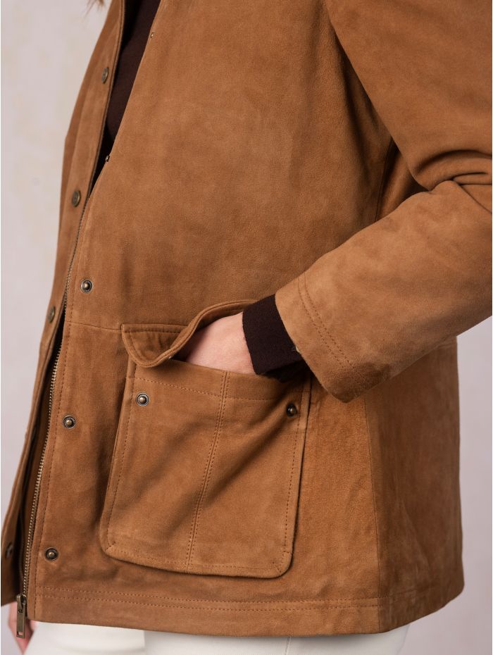 Hawkshead Suede Barn Jacket in Tan