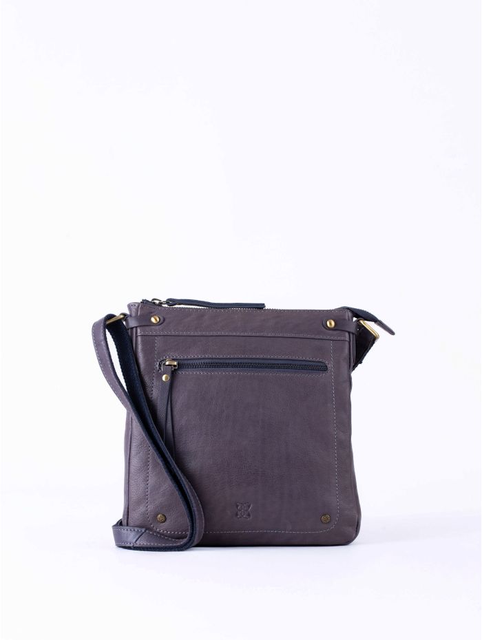 Harstone Large Leather Cross Body Bag in Blue