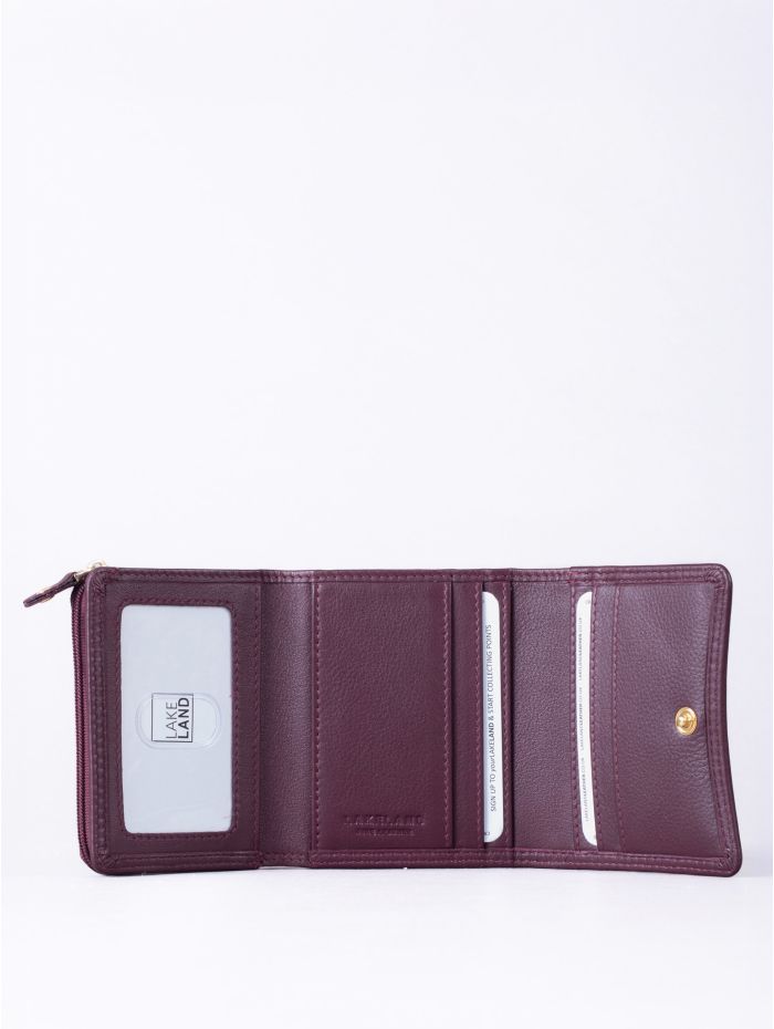 Small Leather Flapover Purse in Burgundy