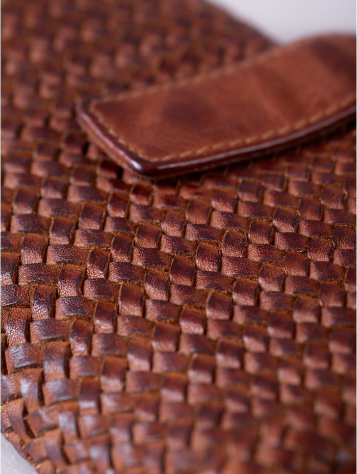 Wreay Large Leather Tab Purse in Cognac