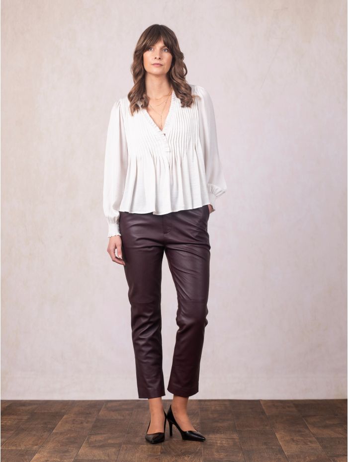 Leather Trousers in Berry