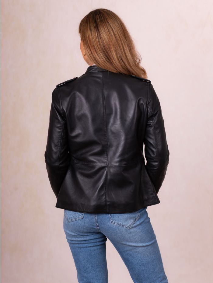 Millom Leather Jacket in Black
