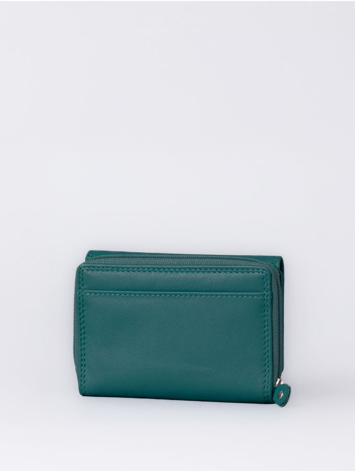 Small Leather Purse in Teal