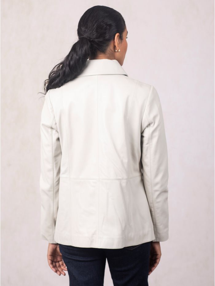 Mawbray Collared Leather Jacket in Parchment