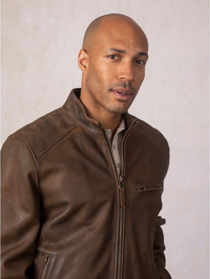 Crookshaw Leather Jacket in Brown