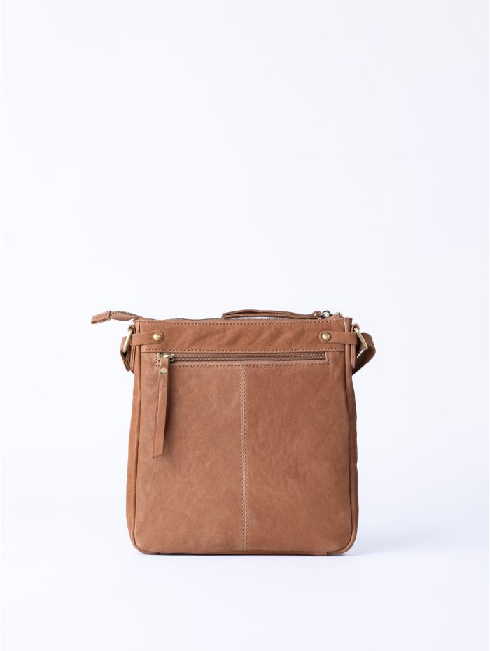 Harstone Large Leather Cross Body Bag in Taupe