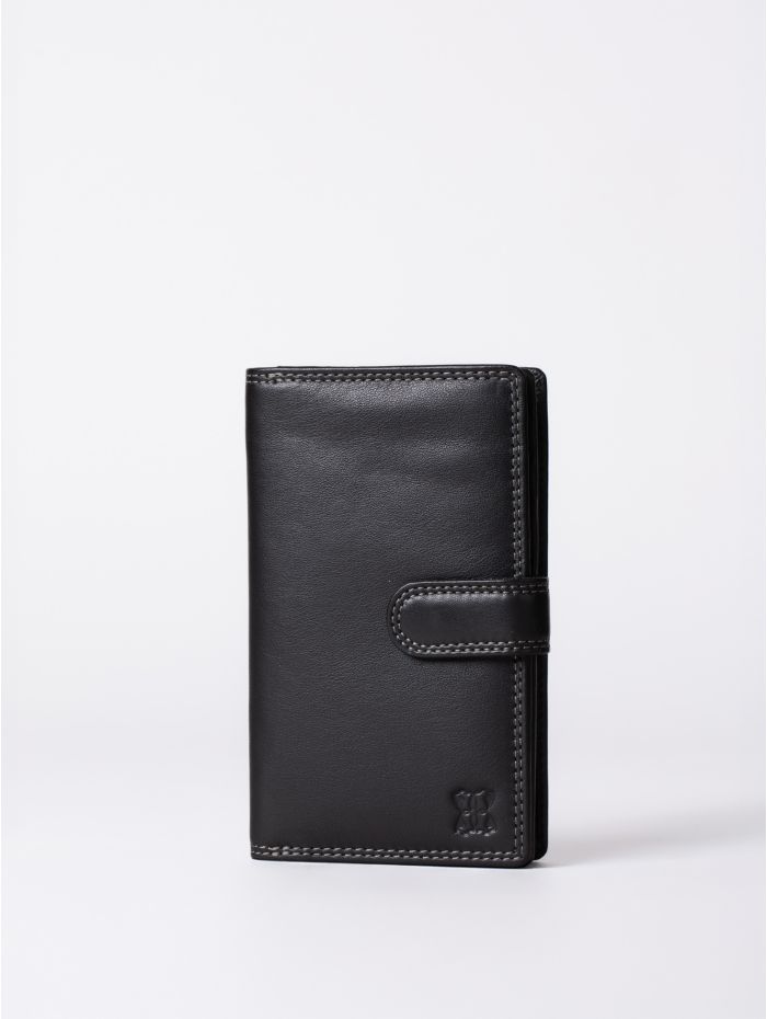 Medium Leather Tab Purse in Black