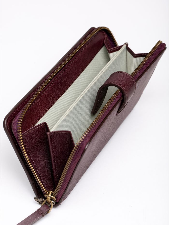 Newby Leather Tab Purse in Burgundy