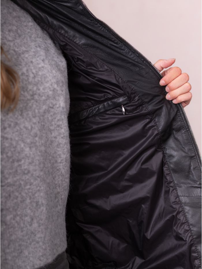 Abbeyville II Hooded Leather Jacket in Black