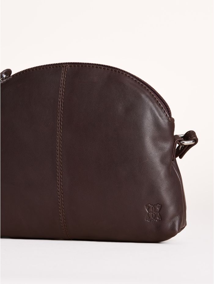 Elterwater Curved Leather Cross Body Bag in Brown