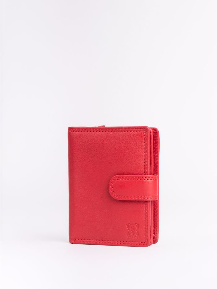 Small Leather Tab Purse in Red