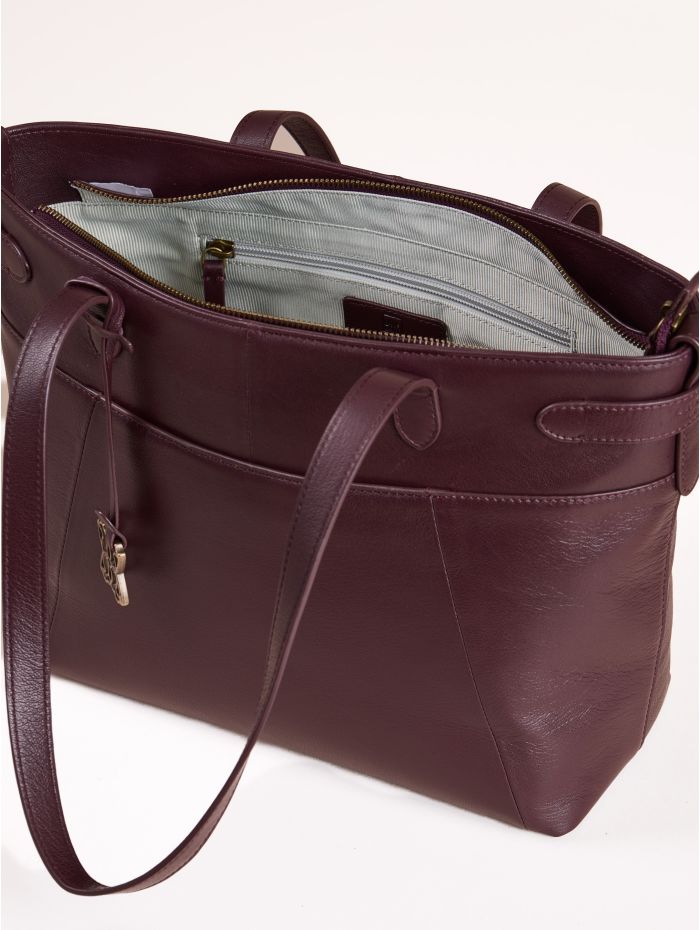 Newby Leather Tote Bag in Burgundy