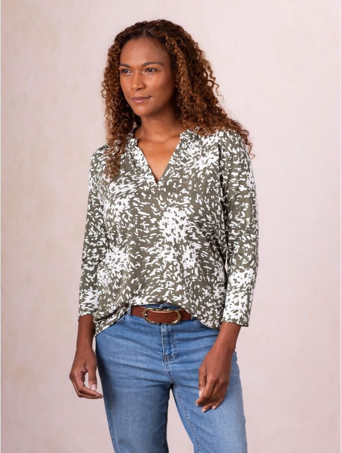 Sofie Jersey Top in Khaki