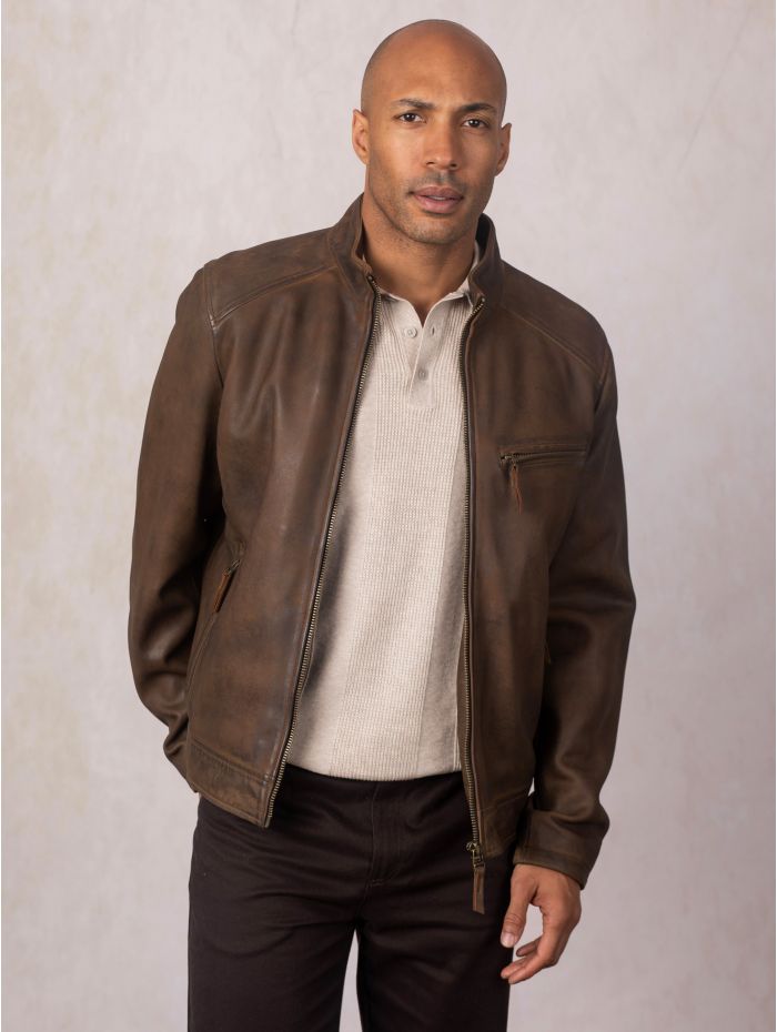 Crookshaw Leather Jacket in Brown