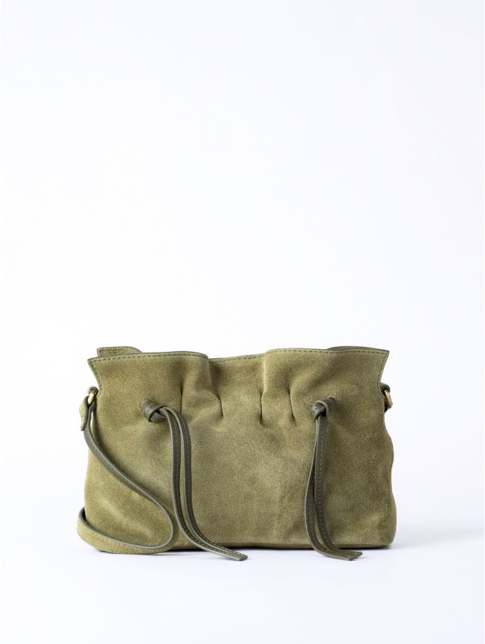 Santon Suede Cross Body Bag in Green