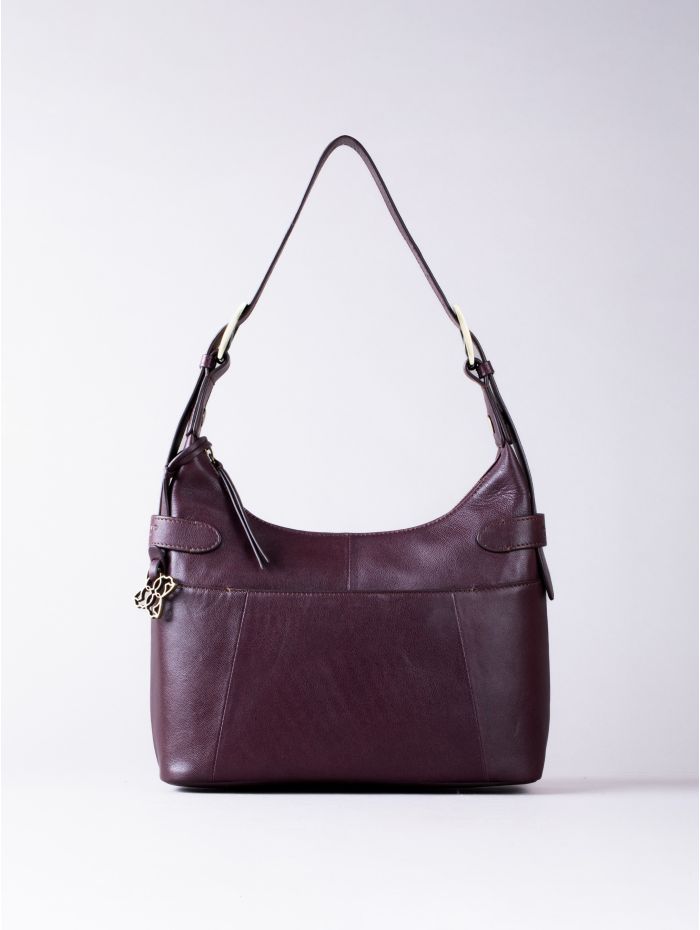 Newby Leather Hobo Shoulder Bag in Burgundy
