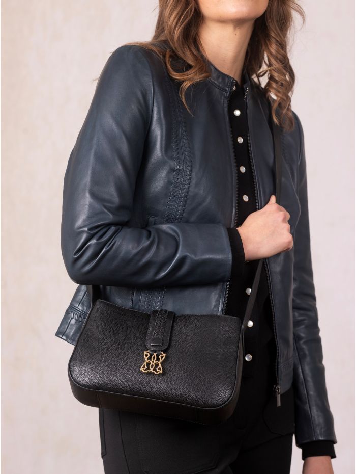 Dalston Leather Cross Body Bag in Black