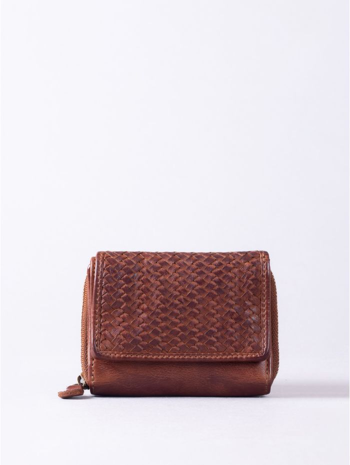 Wreay Small Leather Purse in Cognac