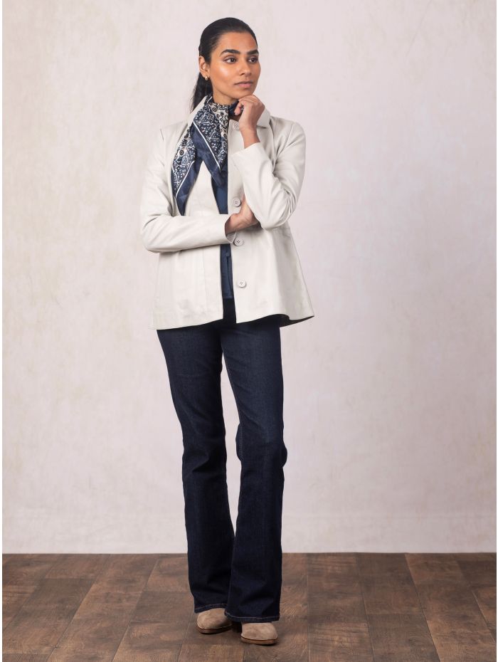 Mawbray Collared Leather Jacket in Parchment