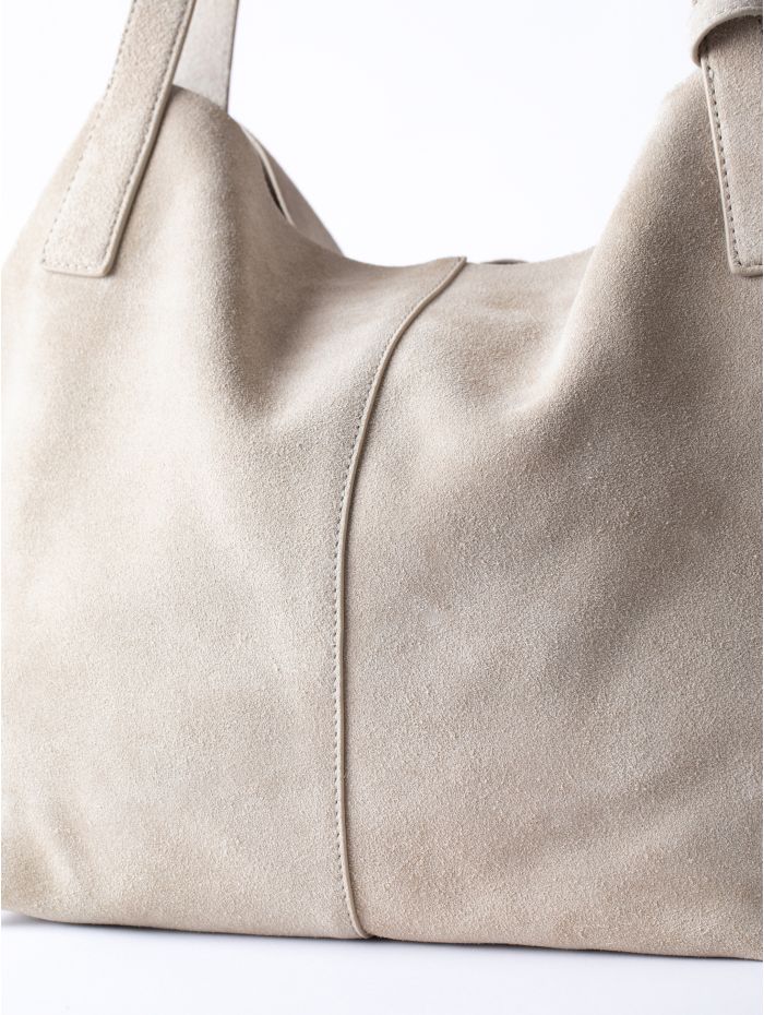 Santon Suede Tote Bag in Stone