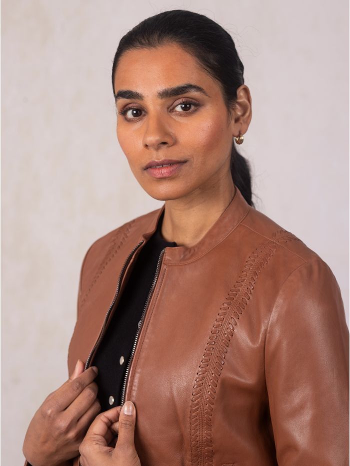 Annaside Leather Jacket in Tan