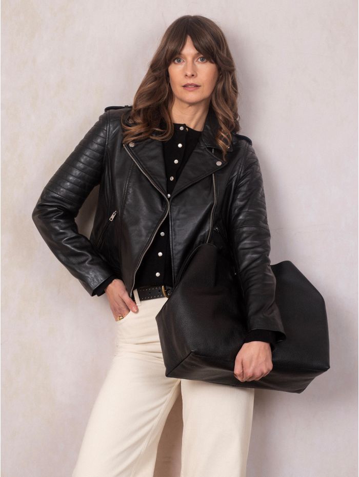 Esthwaite II Leather Biker Jacket in Black