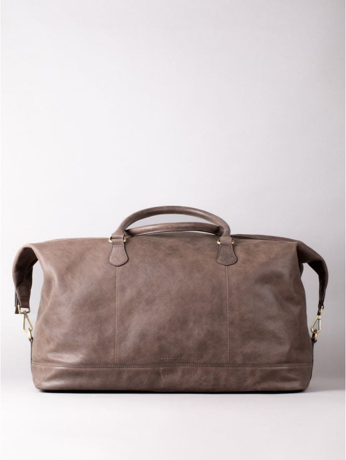 Hutton Large Leather Holdall in Chocolate Brown