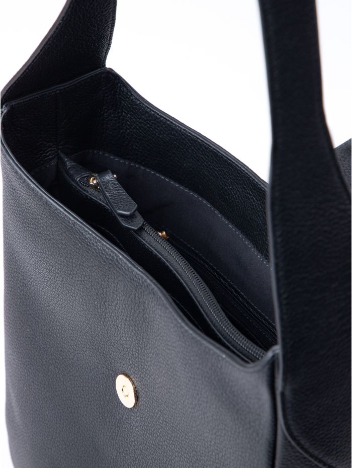 Dalston Leather Hobo Bag in Black