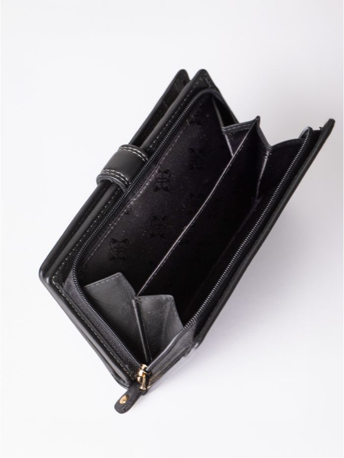 Medium Leather Tab Purse in Black