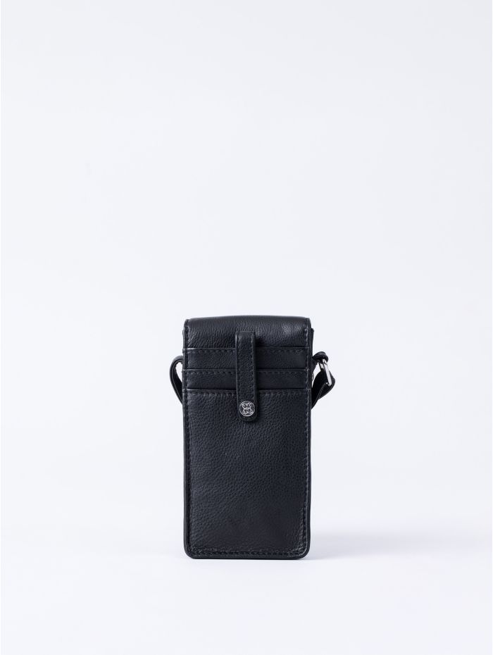 Bowness Leather Cross Body Phone Pouch in Black