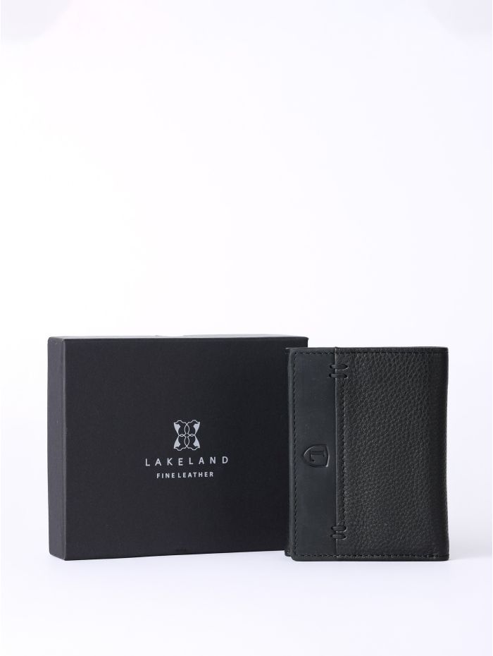 Stitch Leather Tri-Fold Wallet in Black