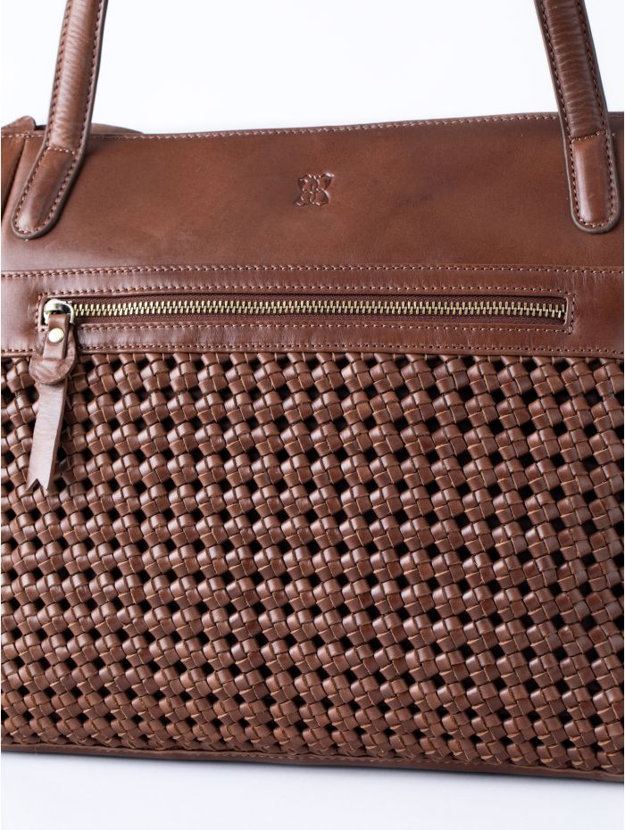 Waverton Woven Leather Tote Bag in Brown