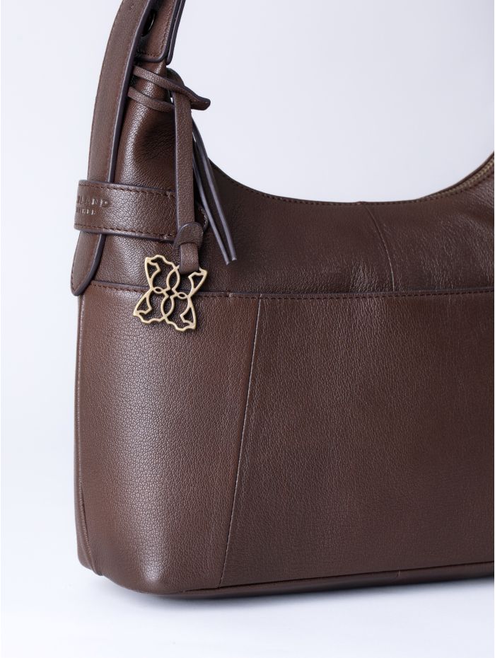 Newby Leather Hobo Shoulder Bag in Chocolate