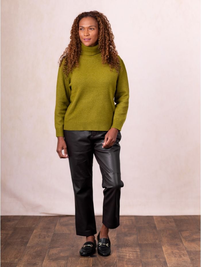 Felicity Roll Neck Jumper in Green