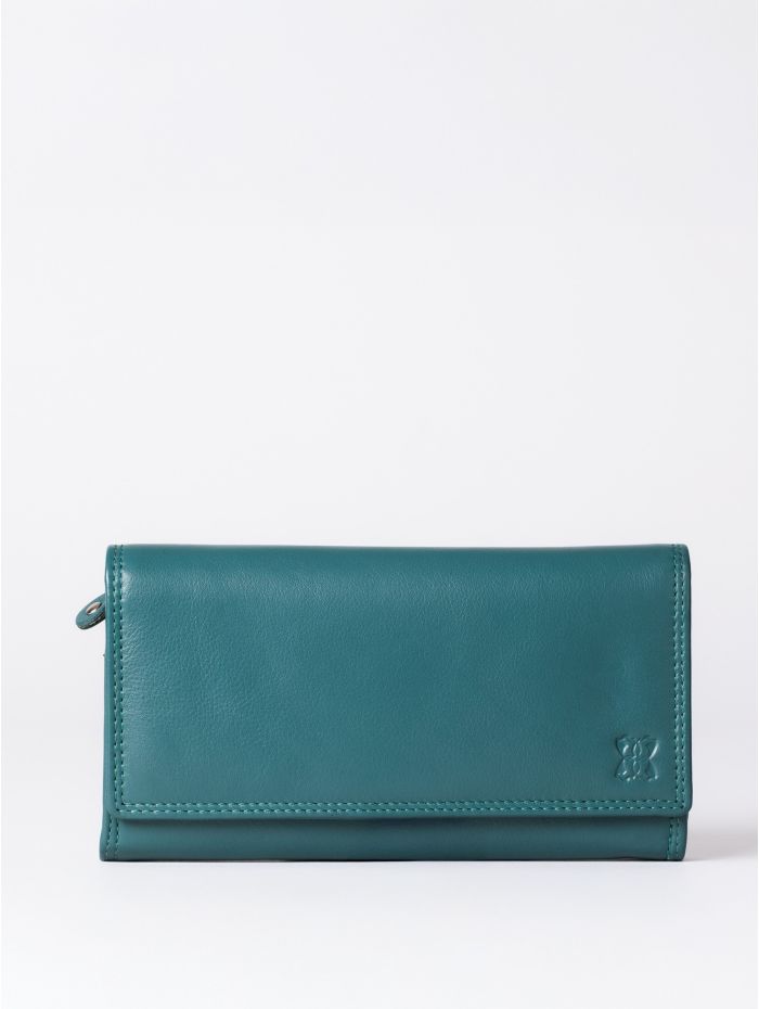 Large Leather Purse in Teal