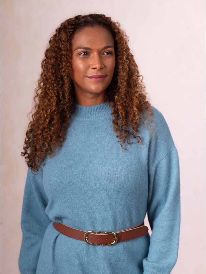 Malika Wool Blend Jumper Dress in Teal