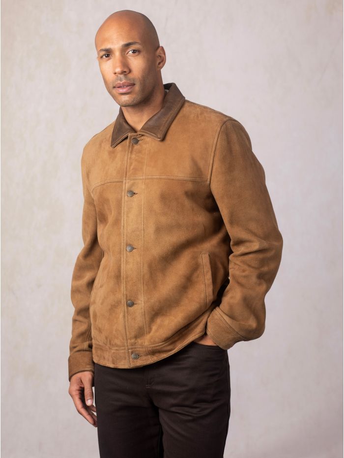 Crummock Collared Suede Jacket in Camel