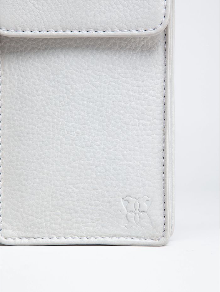 Bowness Leather Cross Body Phone Pouch in White