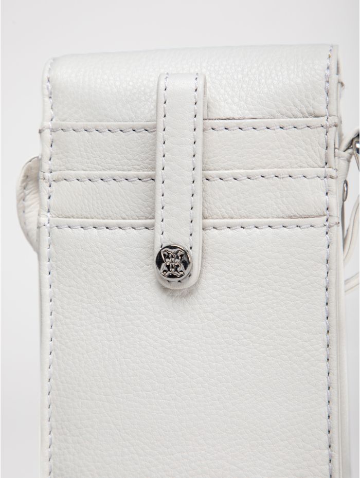Bowness Leather Cross Body Phone Pouch in White