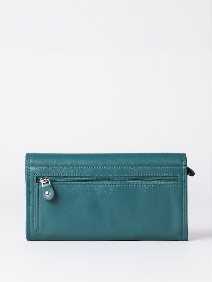 Large Leather Purse in Teal