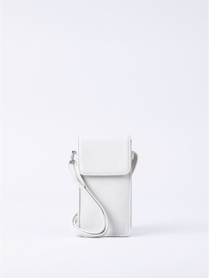 Bowness Leather Cross Body Phone Pouch in White