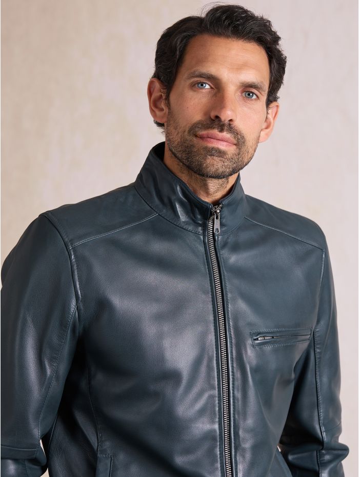 Penton Leather Jacket in Navy
