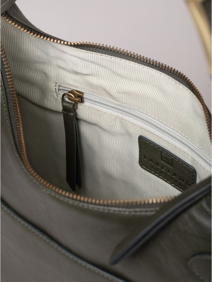 Newby Leather Hobo Shoulder Bag in Green