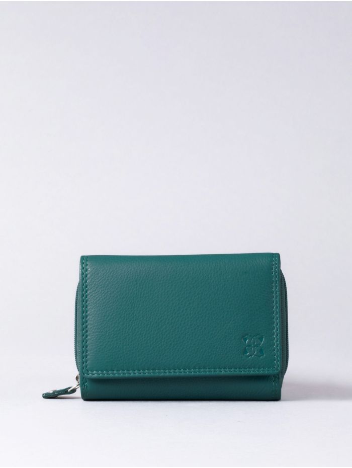 Small Leather Purse in Teal